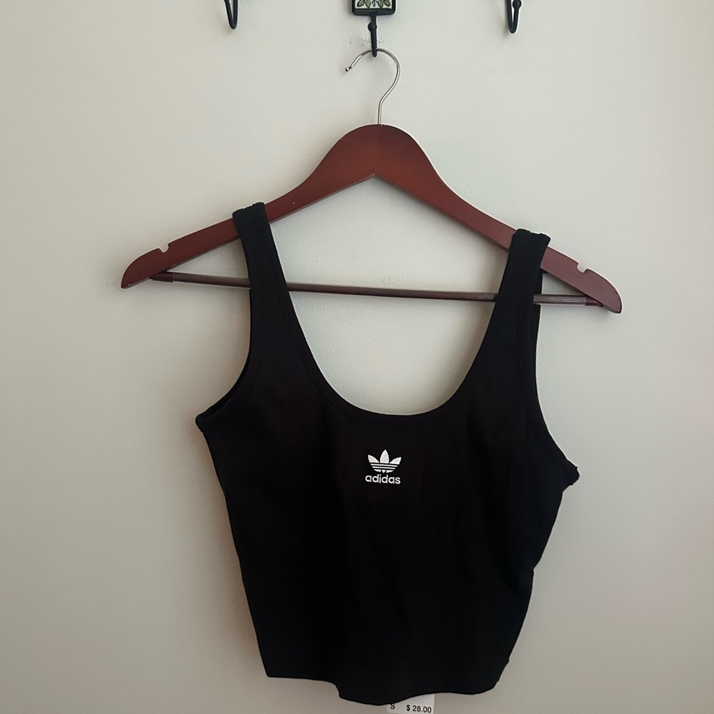 Adidas Women's Black Ribbed Crop Tank Top